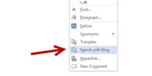 change bing search ms word