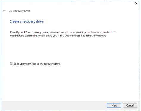 recovery drive app windows 10