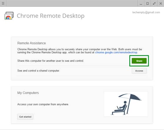 Windows Screen Sharing Chrome Remote Desktop