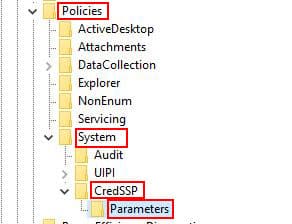 credssp regedit